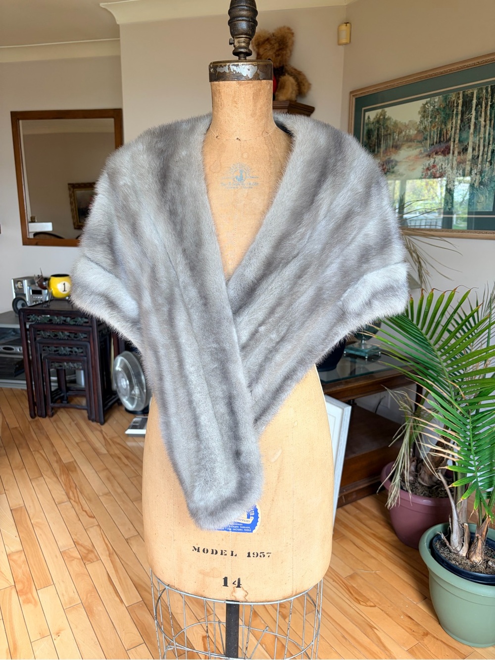 Blue Iris Mink Evening Stole — Rare Colour